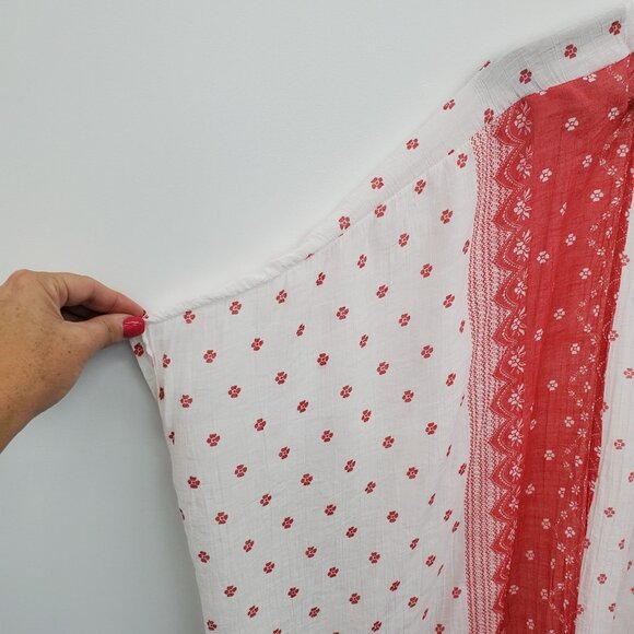 Zac & Rachel Woman 3X White Red Floral Print Open Front Boho Kimono Cardigan - Picture 9 of 15